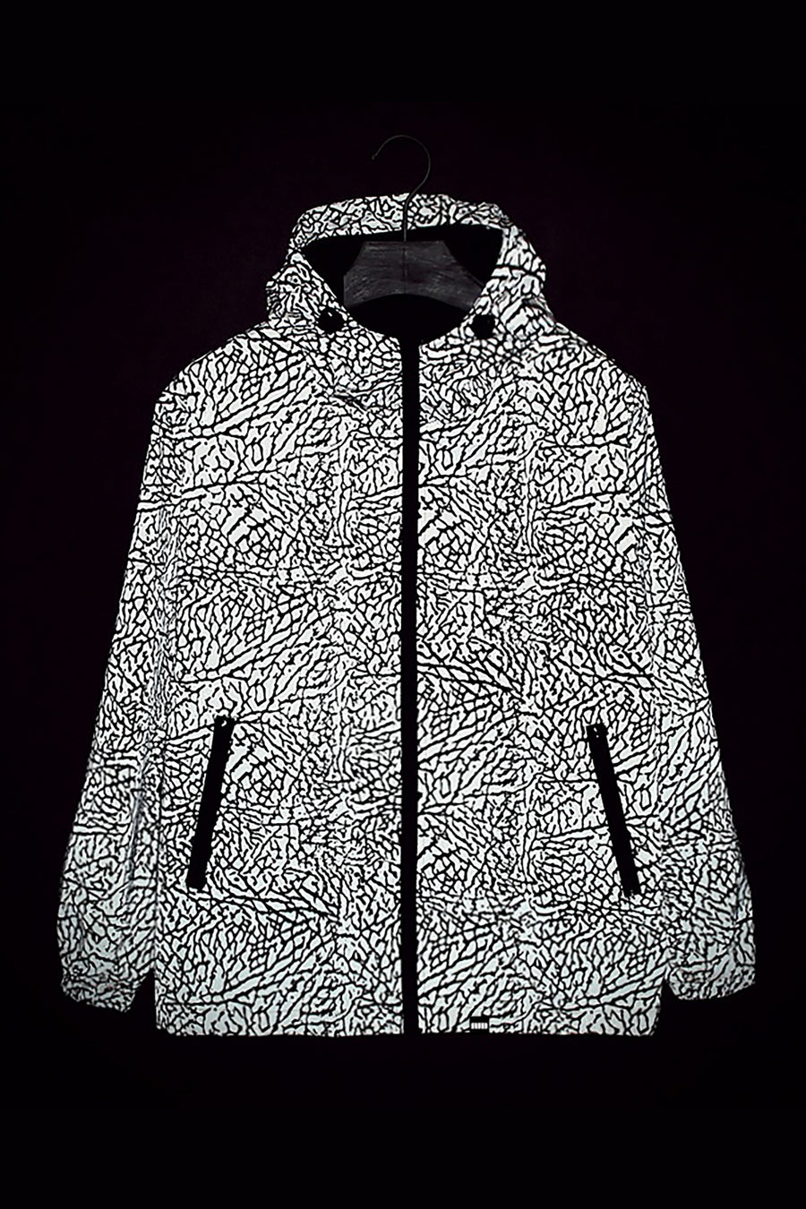 Hooded Crackled Print Windbreaker Jacket