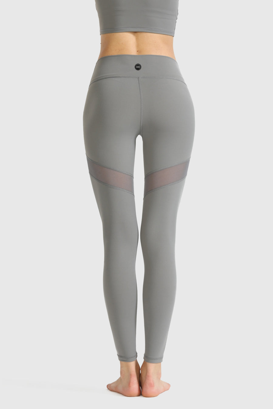 Athletic Stretch-Knit Sheer Mesh Insert Leggings