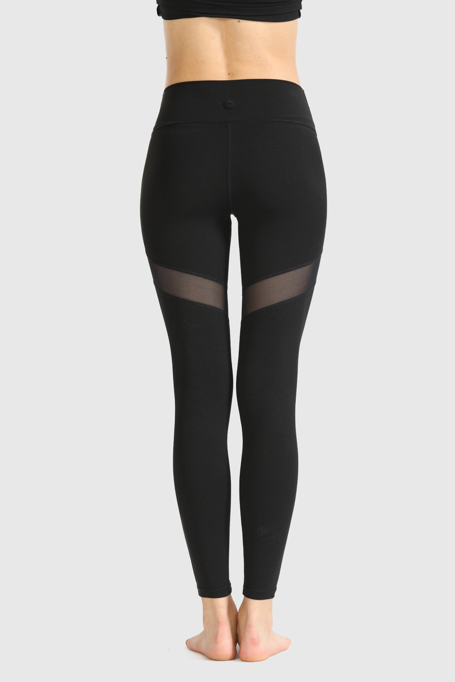 Athletic Stretch-Knit Sheer Mesh Insert Leggings
