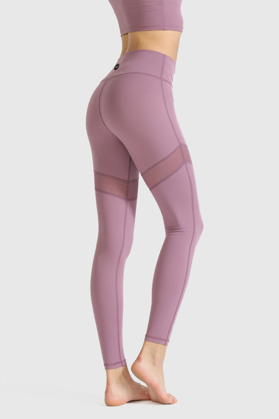 Athletic Stretch-Knit Sheer Mesh Insert Leggings