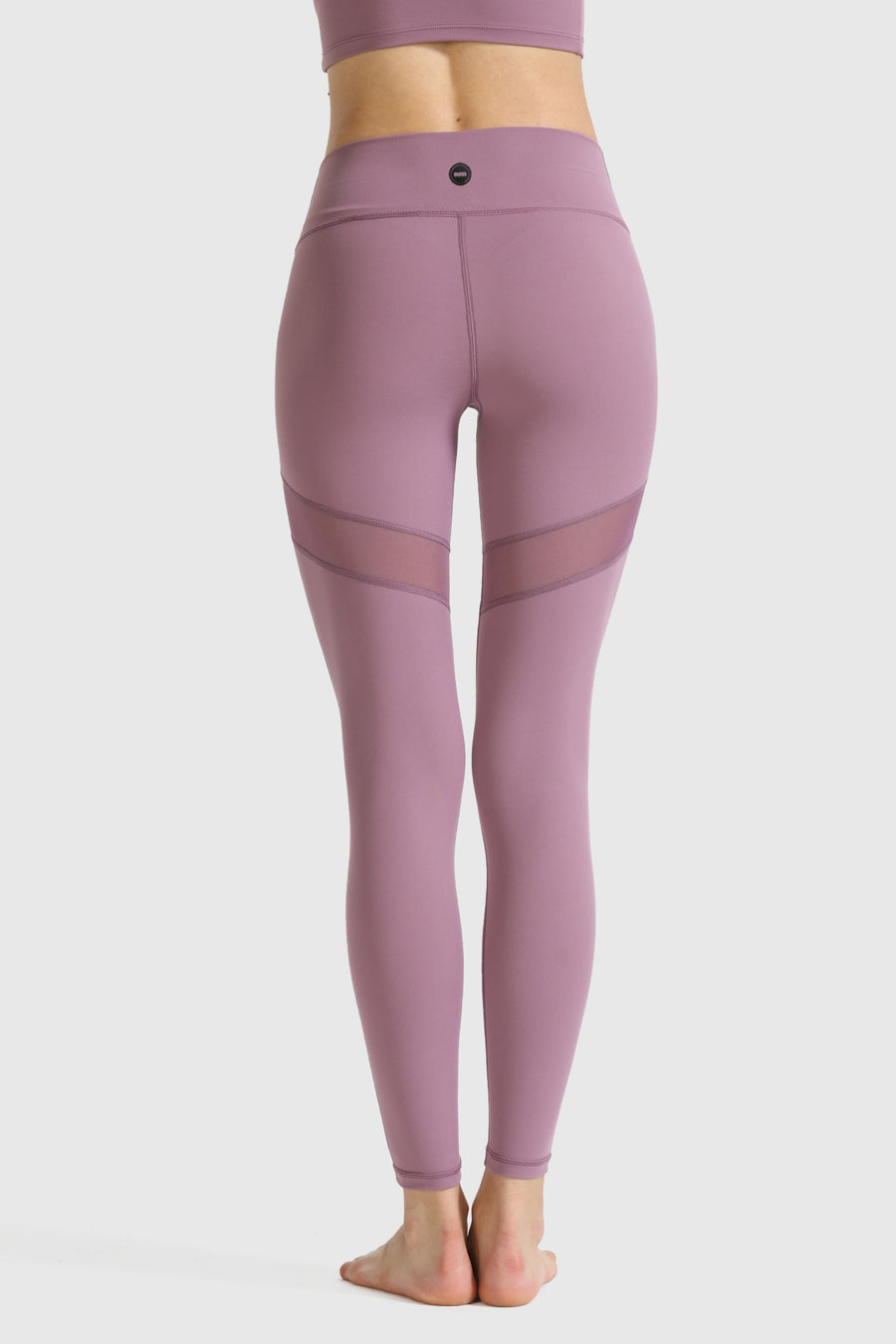 Athletic Stretch-Knit Sheer Mesh Insert Leggings