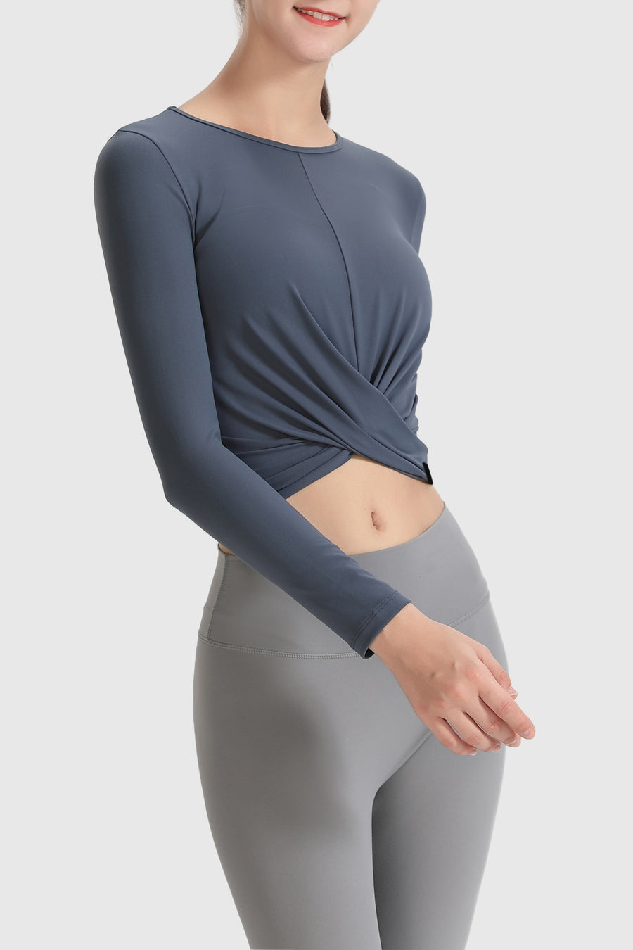 Twist Hem Long Sleeve Crop Top