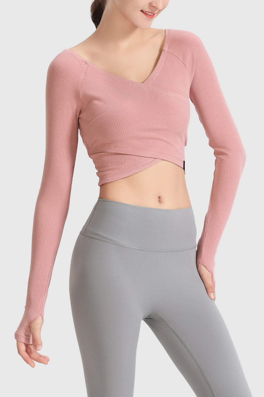 Cross Over Long Sleeve Crop Top
