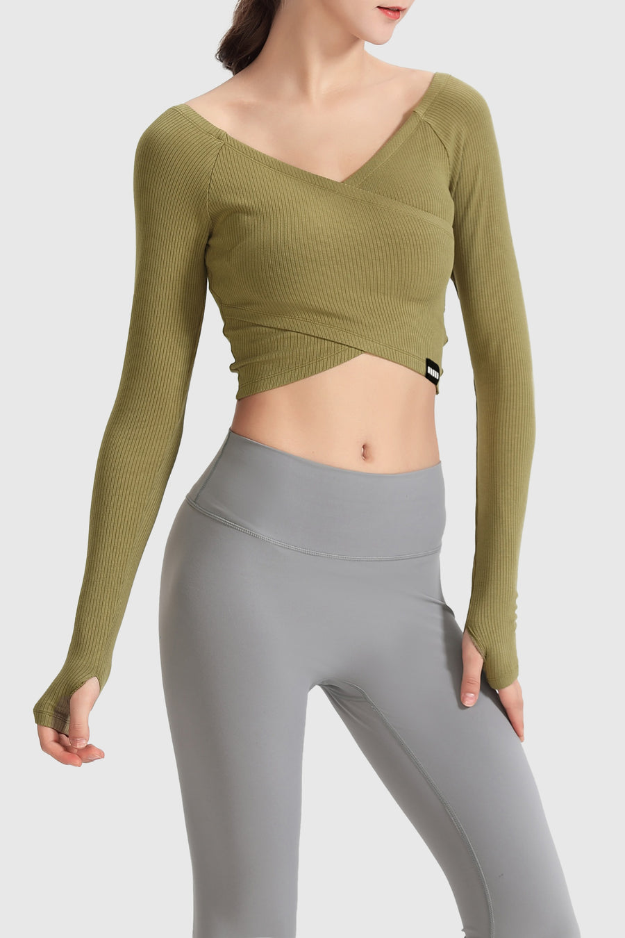 Cross Over Long Sleeve Crop Top