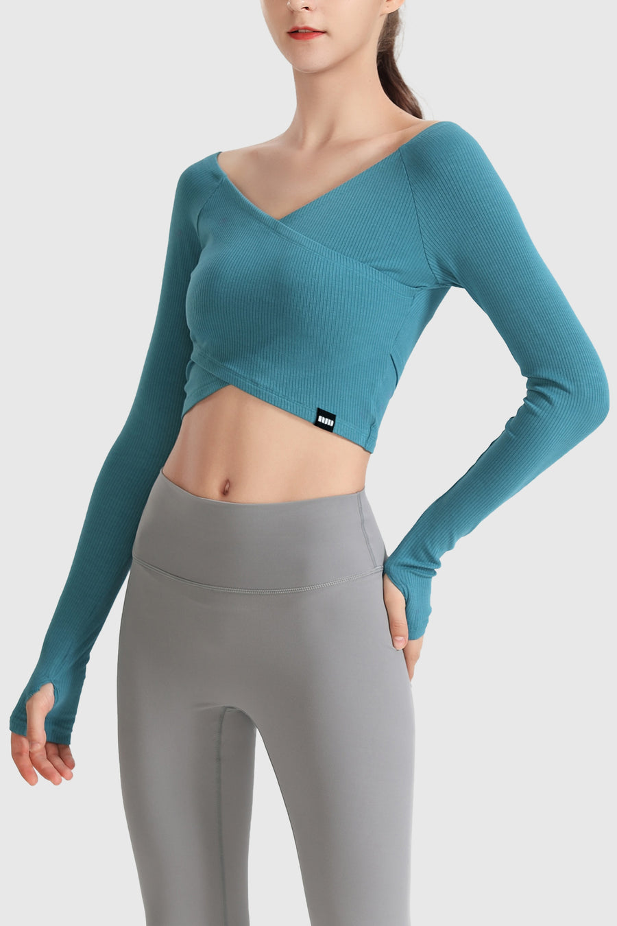 Cross Over Long Sleeve Crop Top