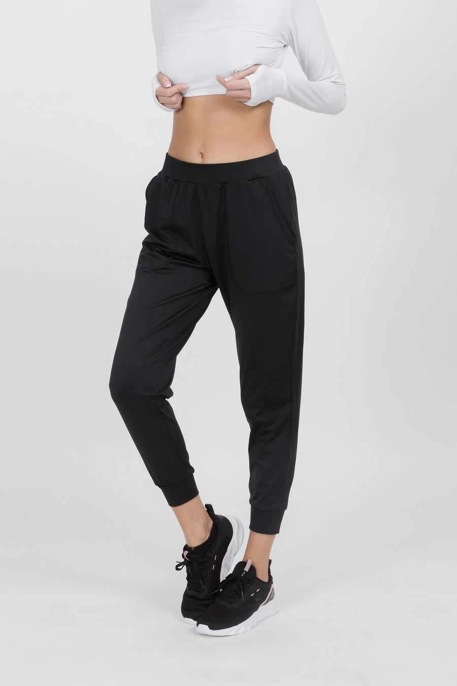 Elastic Waist Joggers In Black
