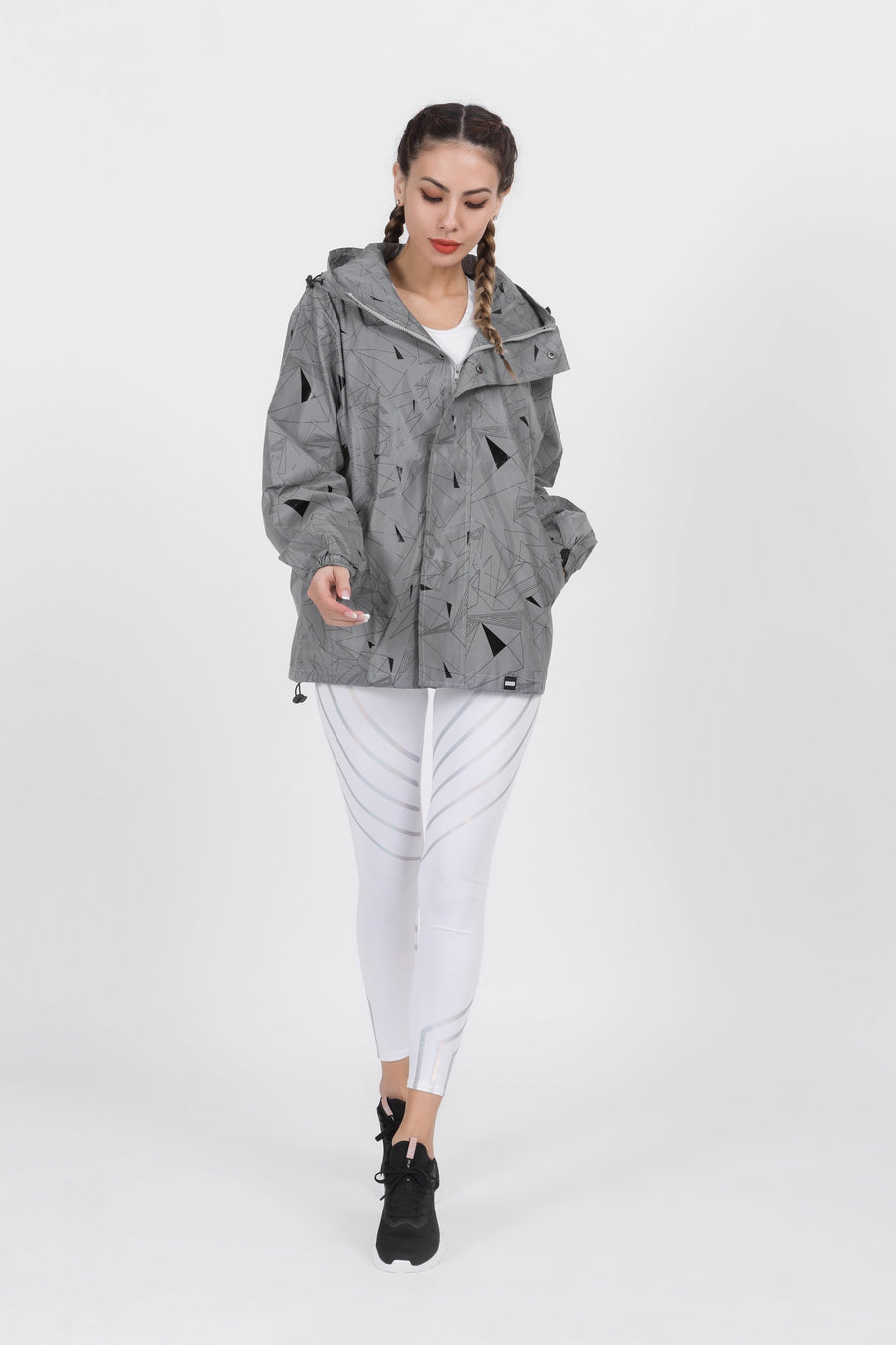 Hooded Prism Print Windbreaker Jacket