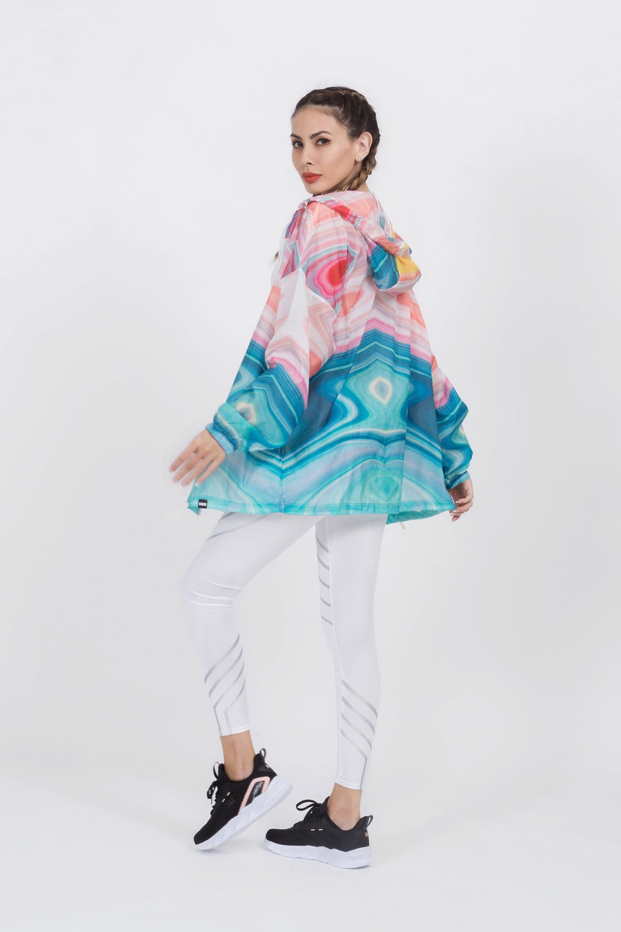 Hooded Swirl Print Windbreaker Jacket