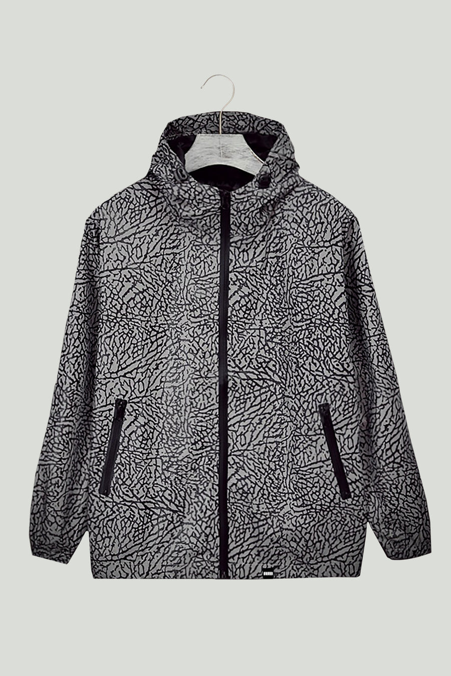 Hooded Crackled Print Windbreaker Jacket