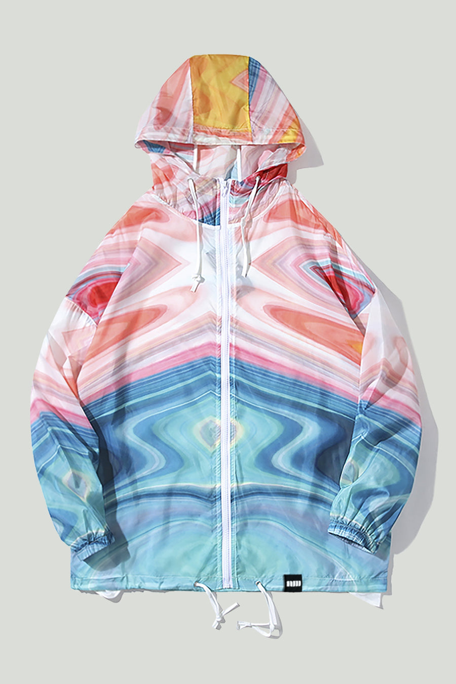 Hooded Swirl Print Windbreaker Jacket