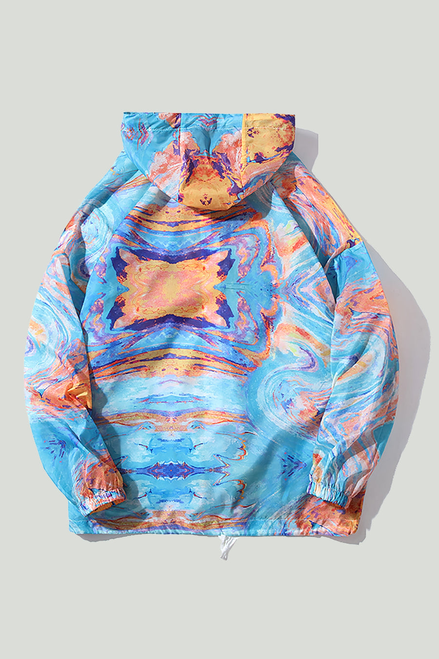Hooded Watercolor Print Windbreaker Jacket