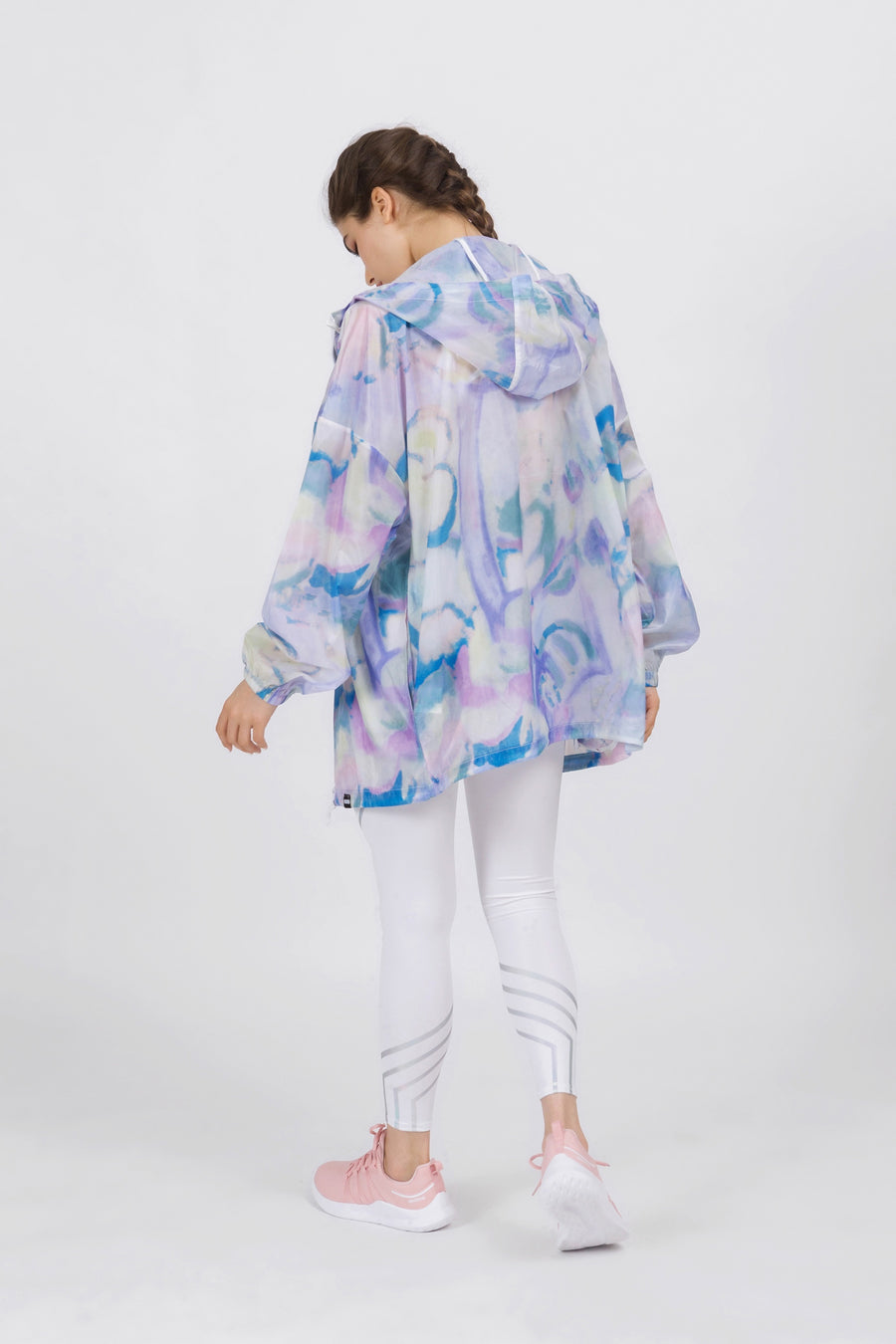Hooded Cloud Print Windbreaker Jacket