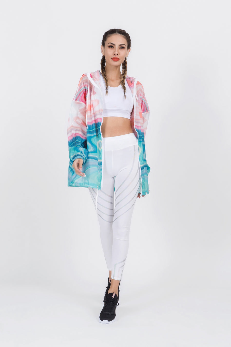 Hooded Swirl Print Windbreaker Jacket